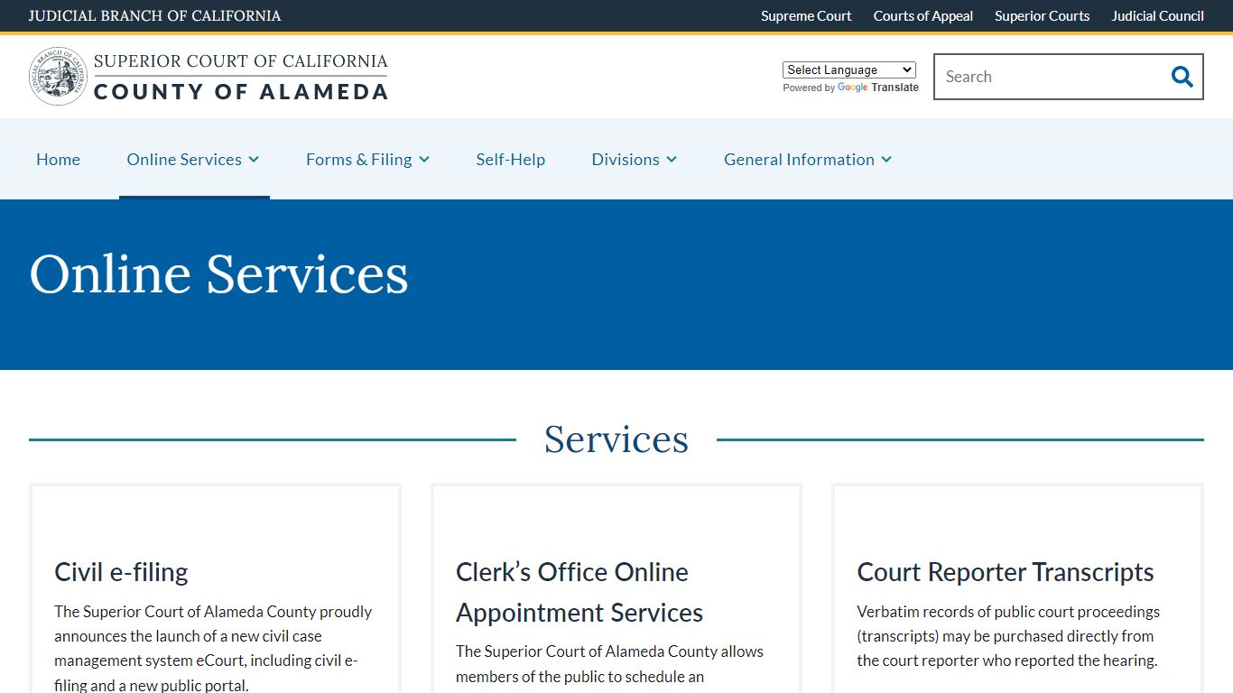 Online Services - Alameda County Superior Court